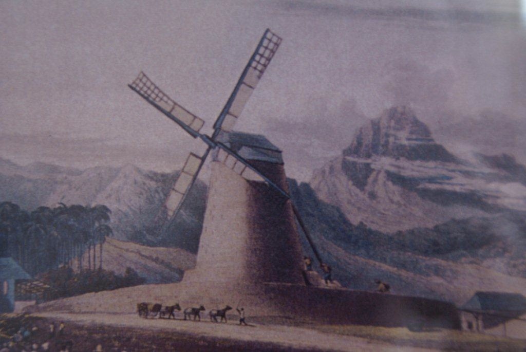 Windmill for crushing sugar cane, 17th century.